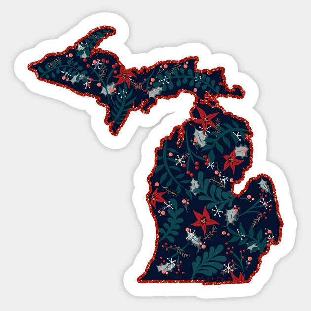 Holiday Pattern Michigan | Cherie's Art (c)2020 Sticker by CheriesArt